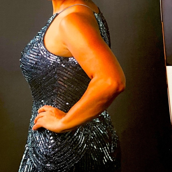 Aida Mattox Sequin Evening Gown, Silk Chiffon Overlay, 6 - Picture 4 of 10